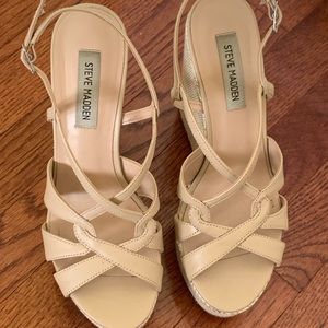 Steve Madden wedge platform heels Nessie leather tan 9.5 size